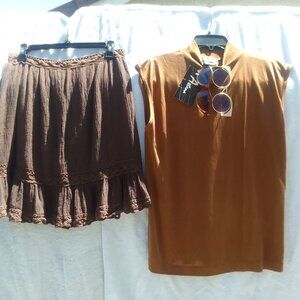 Bundle Athena's 100% silk top, mini crochet skirt&sunglass, all brand new